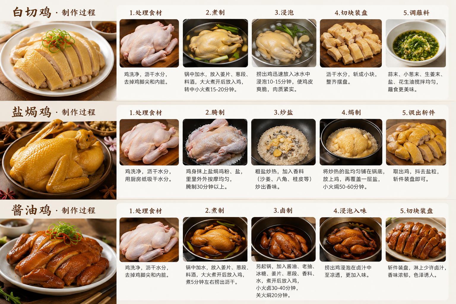 白切鸡盐焗鸡酱油鸡制作过程